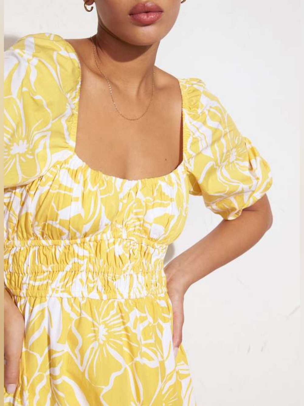 Faithfull The Brand Marinelli Mini Dress Marigold Floral Puff Sleeve Size 4